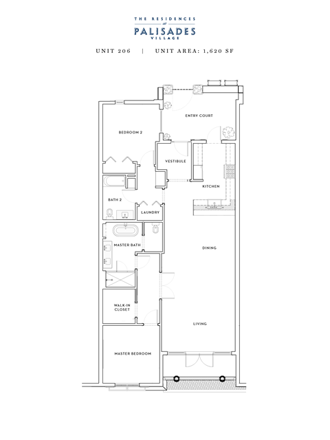 Floor plan for 2 beds, 2 baths, 1620 sqft